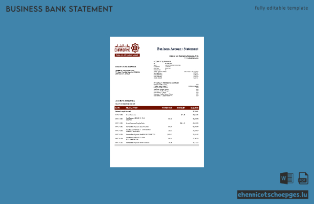 Beispiel eines Kontoauszugs der Syrian Cham Bank (Word- und PDF-Datei)